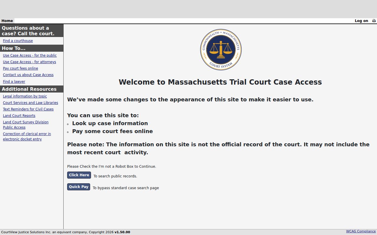Hampden County resident lookup MassCourts search home